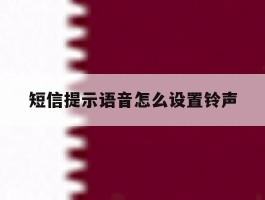 短信提示语音怎么设置铃声