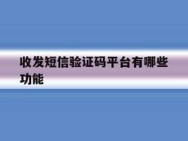 收发短信验证码平台有哪些功能