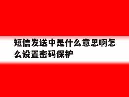 短信发送中是什么意思啊怎么设置密码保护