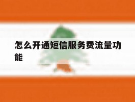 怎么开通短信服务费流量功能