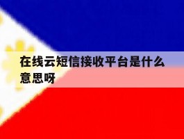 在线云短信接收平台是什么意思呀
