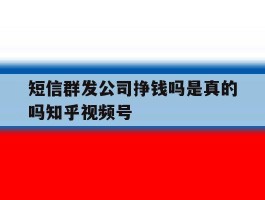 短信群发公司挣钱吗是真的吗知乎视频号的简单介绍