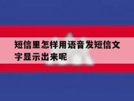 短信里怎样用语音发短信文字显示出来呢