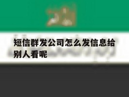 短信群发公司怎么发信息给别人看呢的简单介绍
