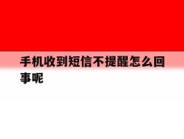 手机收到短信不提醒怎么回事呢