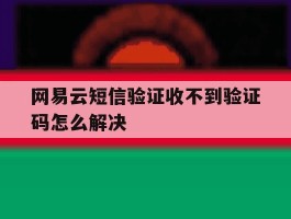 网易云短信验证收不到验证码怎么解决