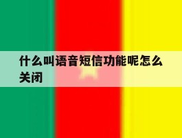 什么叫语音短信功能呢怎么关闭