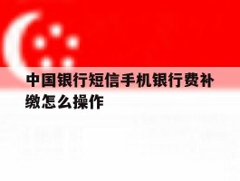 中国银行短信手机银行费补缴怎么操作
