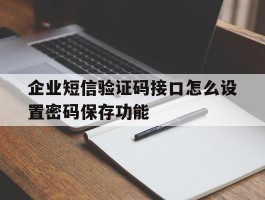 企业短信验证码接口怎么设置密码保存功能的简单介绍