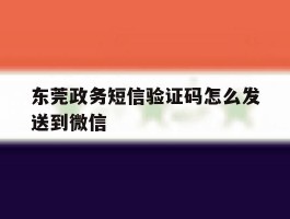 东莞政务短信验证码怎么发送到微信