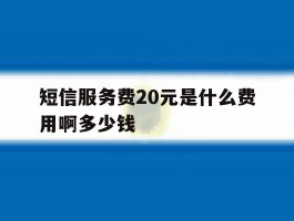 短信服务费20元是什么费用啊多少钱