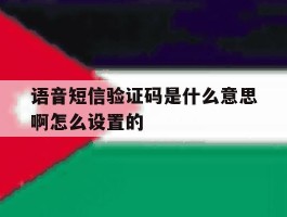 语音短信验证码是什么意思啊怎么设置的