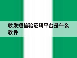 收发短信验证码平台是什么软件