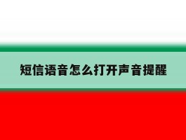 短信语音怎么打开声音提醒