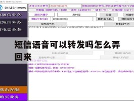 短信语音可以转发吗怎么弄回来