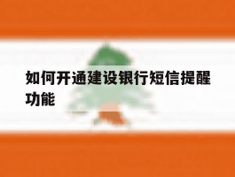 如何开通建设银行短信提醒功能